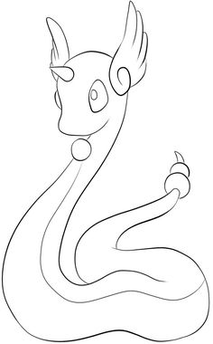 a cartoon snake with horns and eyes on it's head, in black and white