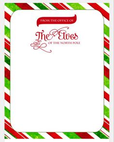 a christmas card with the words from the office of the elves and candy canes