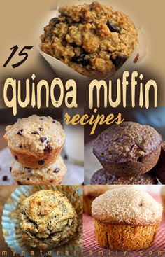 an advertisement for quinoa muffins with pictures of different types of muffins