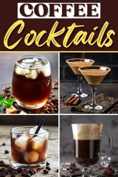 coffee cocktails with different flavors and ingredients