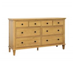 a large wooden dresser with six drawers