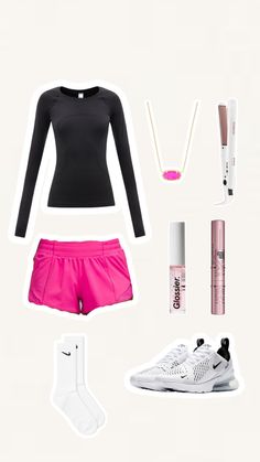 Lulu Shorts Outfit, Aesthetic Sonic, Aesthetic Black Pink, Skort Outfit Ideas, Cute Lululemon Outfits, Pink Lululemon