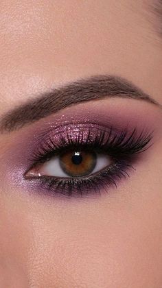 Pink Smokey Eye Blue Eyes, Pink Purple Makeup Looks, Pink Purple Eyeshadow Looks, Makeup Ideas Purple, Mauve Eyeshadow, Mauve Makeup, Eye Makeup Guide, Purple Makeup Looks, Eye Makeup Images