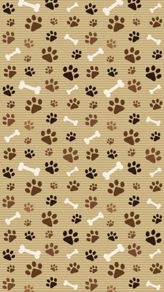 a dog paw and bone pattern on tan background