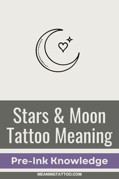 stars and moon tattoo meaning pre - inked on a white background with purple text