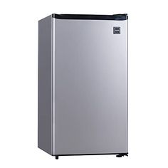 a small silver refrigerator on a white background