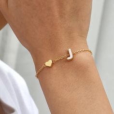 New 18k Gold Plated Letter Heart Charm Initial Letter Bracelet - J Bundle And Save! Bundle Your Items And Receive A Discount + Save On Shipping! Nfl Wag, J Bracelet, Wag Dr, J Names, Edgars Haircut, What A Girl Wants, Letter Bracelet, Letter J, Initial Bracelet