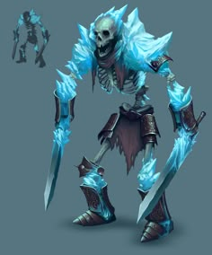 ArtStation - Frozen Maze - Ice Skeleton warrior, Diana Franco Ice Skeleton, David Franco, Game World, Frozen Ice, Monster Concept Art, Mythical Creatures Art, Monster Design