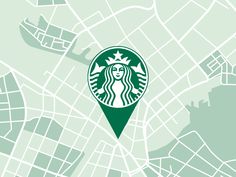 a map with the starbucks logo on it