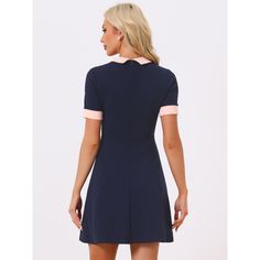 This cute dress is elegant and versatile and is easy to go on many occasions. The color block, a contrast collar, an A-line dress, and a pearl button make the dress more attractive. Team it with black heels and a mini bag to complete the look. Occasion: Office, Party, Cocktail, Club, Shopping, Coffee Shop, Weekend Gathering, Dating, Daily Wear or Formal Wear, etc. Contrast Collar Shirt, Dress Dark Blue, Maxi Bodycon Dress, Collared Shirt Dress, Ballet Dress, Mini Skater Dress, Button Front Dress, Contrast Collar, Elastic Waist Shorts