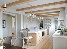 the kitchen is clean and ready to be used as a dining room or family room