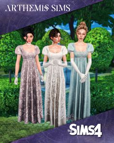 three women in dresses and gloves standing next to each other on the cover of an article