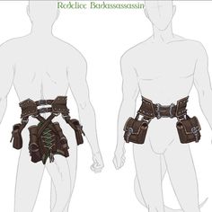 the back and side view of a male torso with harnesses on it, including chest straps