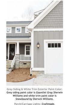 the gray siding and white trim exterior paint color is shown