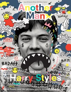 the cover of another man magazine featuring an image of a boy with his mouth open