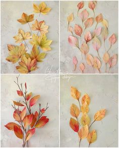 four different types of autumn leaves