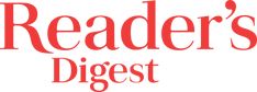 the reader's digest logo is shown in red and white, which reads readers digest digest