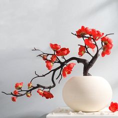 Artificial Cherry Blossom Flower Branches - Red - CB1 Vases Pots, Bedroom Courtyard, Cherry Blossom Party, Japanese Plants, Red Cherry Blossom, Cherry Blossom Branch, Home Wedding Decorations, Cherry Blossom Flowers