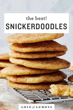 the best snickkerdoodles recipe is on top of a cooling rack