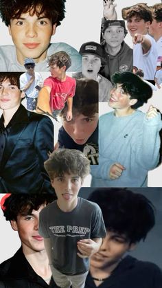 the collage shows many different images of young men