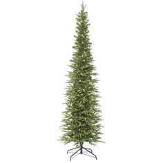 a tall artificial christmas tree with lights