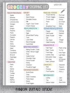 the grocery list is shown with text that says grocery shopping list and it's printable