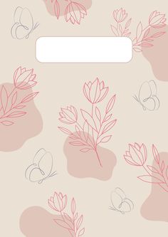 a pink background with leaves and butterflies on it