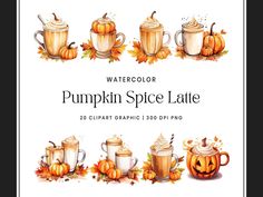 Watercolor Pumpkin Spice Latte Clipart Thanksgiving Clipart, Coffee Clipart, Fall Clipart, Watercolor Pumpkin, Pumpkin Clipart, Pumpkin Coffee, Pumpkin Spice Coffee, Coffee Images, Coffee Illustration