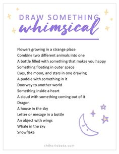 a poem written in purple and white with stars on it