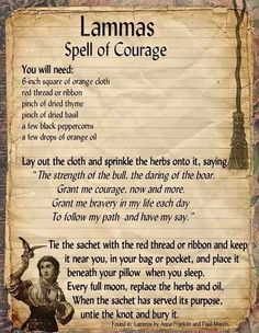 an old parchment paper with the words lamama's spell of courage on it