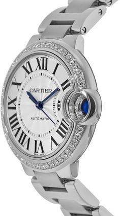 Model # W4BB0023 New Cartier Ballon Bleu De Cartier Women's Luxury Watch - With Manufacturer Serial Numbers - Swiss Made - Silver Guilloche Dial - Roman Numeral Hour Markers - Blued-steel Sword-shaped Hands - Steel Fluted Crown Set with a Cabochon Synthetic Spinel - Stainless Steel Bezel Set with Brilliant-cut Diamonds     50 Total Diamonds     Carat Total Weight 0.58 - Self-winding Automatic Movement - 3 Year Warranty - Guaranteed Authentic - Certificate of Authenticity - Manufacturer Box & Manual - Polished with Brushed Stainless Steel Case - Polished with Brushed Stainless Steel Bracelet - Scratch Resistant Sapphire Crystal - 30 Meters / 100 Feet Water-Resistant - 33mm = 1 1/3" Case, 6" Adjustable Bracelet - Case Thickness: 9.96mm - Fixed Bezel - Push & Pull Crown - Stainless Steel Depl Cartier Ballon Bleu, Womens Watches Luxury, Blue Steel, Roman Numeral, Women's Watch, Brushed Stainless Steel, Roman Numerals, Swiss Made, Luxury Watch