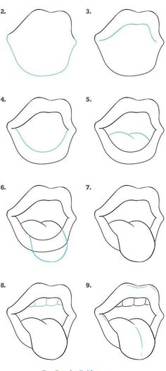 step by step instructions on how to draw the lips for children and adults, with pictures below