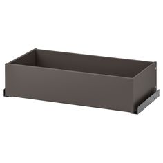 a gray plastic container with two compartments on the bottom and one drawer in the middle