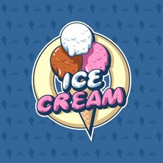 an ice cream logo on a blue background