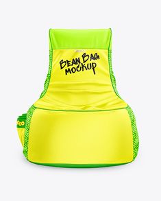 the bean bag chair is yellow and green