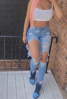 Blue Jeans Outfit, Air Jordan 1 Outfit, Blue Jean Outfits, Cute Outfits For School, Teenager Outfits, Cute Swag Outfits, Swag Outfits, Baddie Outfits, Lookbook Outfits