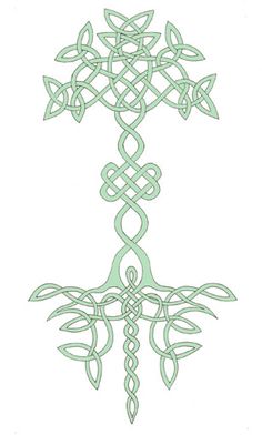 the cross is made up of many different shapes and sizes, all in green ink