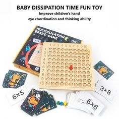 the baby disposation time fun toy is shown with its matching cards and numbers