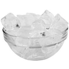 a glass bowl filled with ice cubes