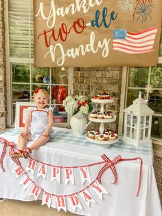 Patriotic Birthday Party For Kids, July Birthday Themes Party Ideas, 4th Of July Birthday Party Ideas Table Decorations, Vintage 4th Of July Party, Memorial Day Birthday Party Kids, 4th Of July 2nd Birthday Party, 4th Of July Birthday Party Ideas, Labor Day Birthday Party Kids, Red White And Bluey Birthday