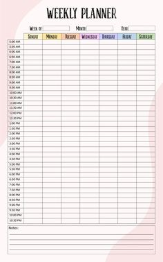 a printable weekly planner is shown in the middle of a page with numbers on it