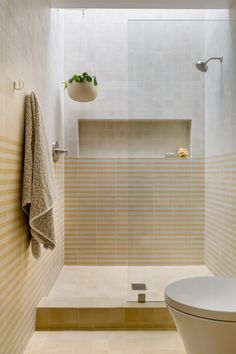 a bath room with a toilet and a bath tub next to a shower head mounted on a wall