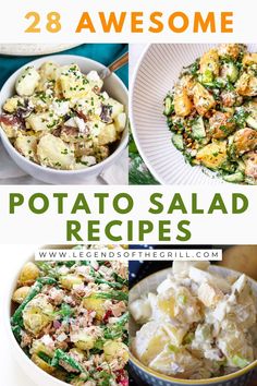 potato salad recipe collage with text overlay that reads 28 awesome potato salad recipes