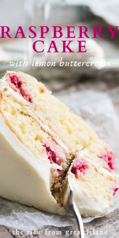 the cover of raspberry cake with lemon buttercream