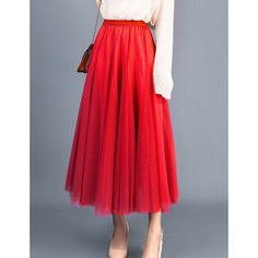 Red Pleated Tulle A-line High Waist Skirt Red Pleated A-line Maxi Skirt, Summer A-line Tulle Skirt, Red A-line Party Bottoms, Red Flared Maxi Skirt For Fall, Red Maxi Skirt For Fall Party, Red Flared Skirt For Fall, Fall Red Maxi Skirt, Fall Red Lined Maxi Skirt, Elegant Red Pleated Party Skirt