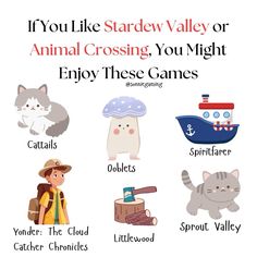 an animal crossing game with the words if you like stardew valley or animal crossing, you might enjoy these games