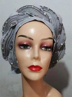 African ASO OKE Auto Gele headtie turban head wrap women scarf Waterfall Design-FrenzyAfricanFashion.com Elegant Winter Headscarf, Tassel Shirt, Head Wraps For Women, Red Mermaid, Head Tie, Flower Sleeve, Waterfall Design, Tie For Women, Aso Oke