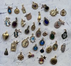 "Lovely Antique French Vintage Stylish Charms choose from 36 High end style Pendants French Dutch Belgian German gold plated handmade Beautiful Vintage Charms Pendants, rare selection all unique and in great condition, found in France, Belgium, Holland, Germany and Italy. The Star and the moon pendant also vintage holy mary pendants are gold plated and goldfilled! Beautiful glass Brass and antiqued metals too. The colored glass charms are beautifully facetted , real antiques... Unique rare and a Vintage Jewelry Yourgreatfinds ♥ Vintage Jewelry, Cheap Vintage Pendant Necklaces, Luxury Vintage Heirloom Jewelry With Charm, Luxury Vintage Charm Jewelry For Collectors, Cheap Vintage Jewelry With Polished Finish, Luxury Unique Jewelry With Vintage Charm, Luxury Handmade Vintage Jewelry, Historical Reproduction Jewelry, Cheap Vintage Charm Medallion Jewelry