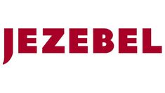 the logo for jezebel is shown in red on a white background with black letters