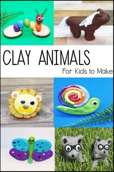 clay animals for kids to make with the title overlay reads clay animals for kids to make